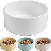 Kitwinney Non Slip Dog Bowls, Heavy Ceramic Dog Food and Water Bowl with Silicone Base, Pet Feeding Bowl for Puppies, Small and Medium Dogs (Glossy White, 6 Inches)