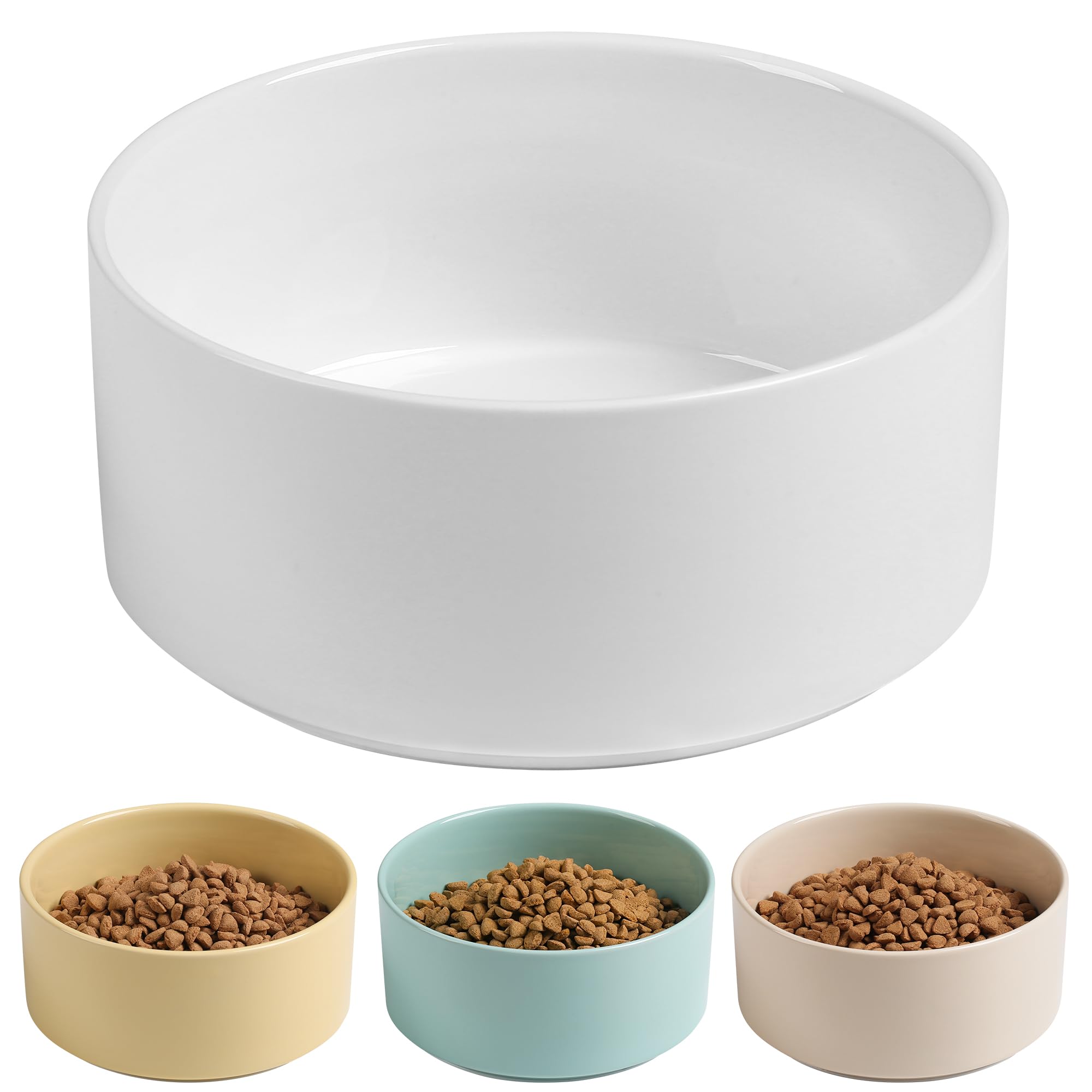 Photo 1 of 1pc  Kitwinney Non Slip Dog Bowls, Heavy Ceramic Dog Food and Water Bowl with Silicone Base, Pet Feeding Bowl for Puppies, Small and Medium Dogs (Glossy White, 6 Inches)