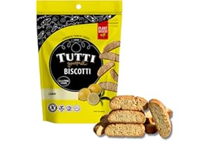Tutti Gourmet Lemon Biscotti – 284 g – Crunchy Italian Cookies – Gluten-Free, Vegan, Dairy-Free Snack – Gourmet Gift for Coffee & Tea Lovers