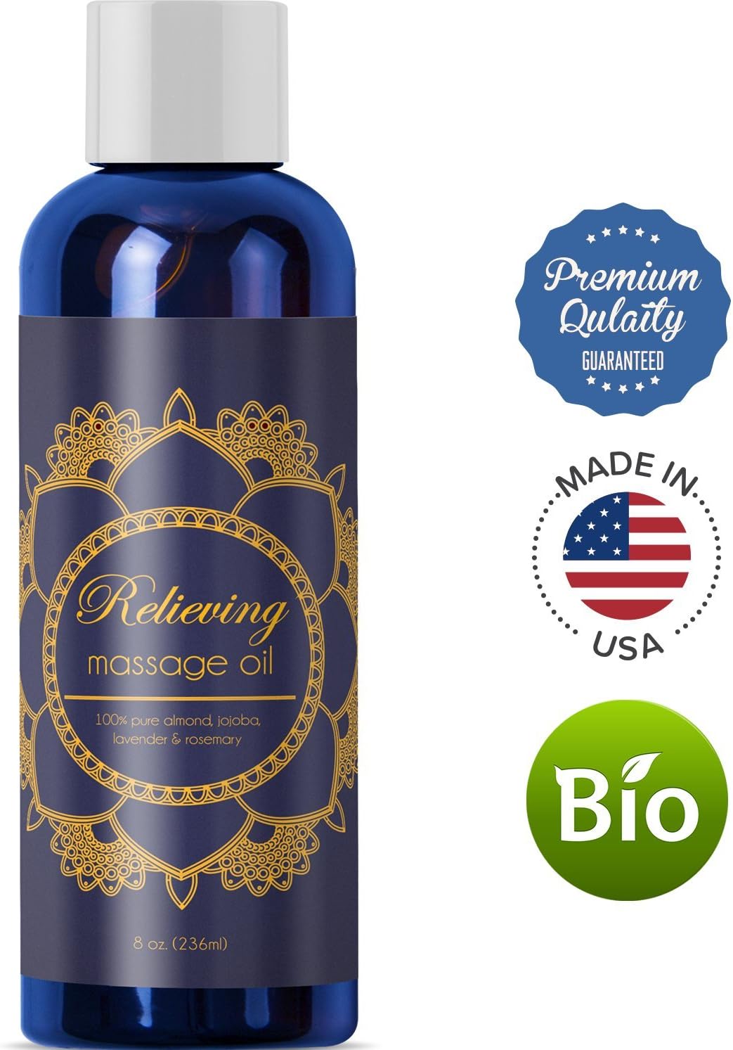 Pure Sensual Massage Oil Stress Reliever for Women and Men with Essential Oils Lavender Oil Rosemary Oil Jojoba Oil Sweet Almond Oil Romantic Detox Relaxing Massage for Sore Muscles and Joint Relief: Health & Personal Care