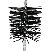 Midwest Hearth Poly Chimney Cleaning Brush (6-Inch Round), Made in USA | Stiff Polypropylene Bristles, Galvanized Double-Spiral Steel Stem, 1/4 NPSM Fits Fiberglass Rod Kits, Manual Sweeping Only