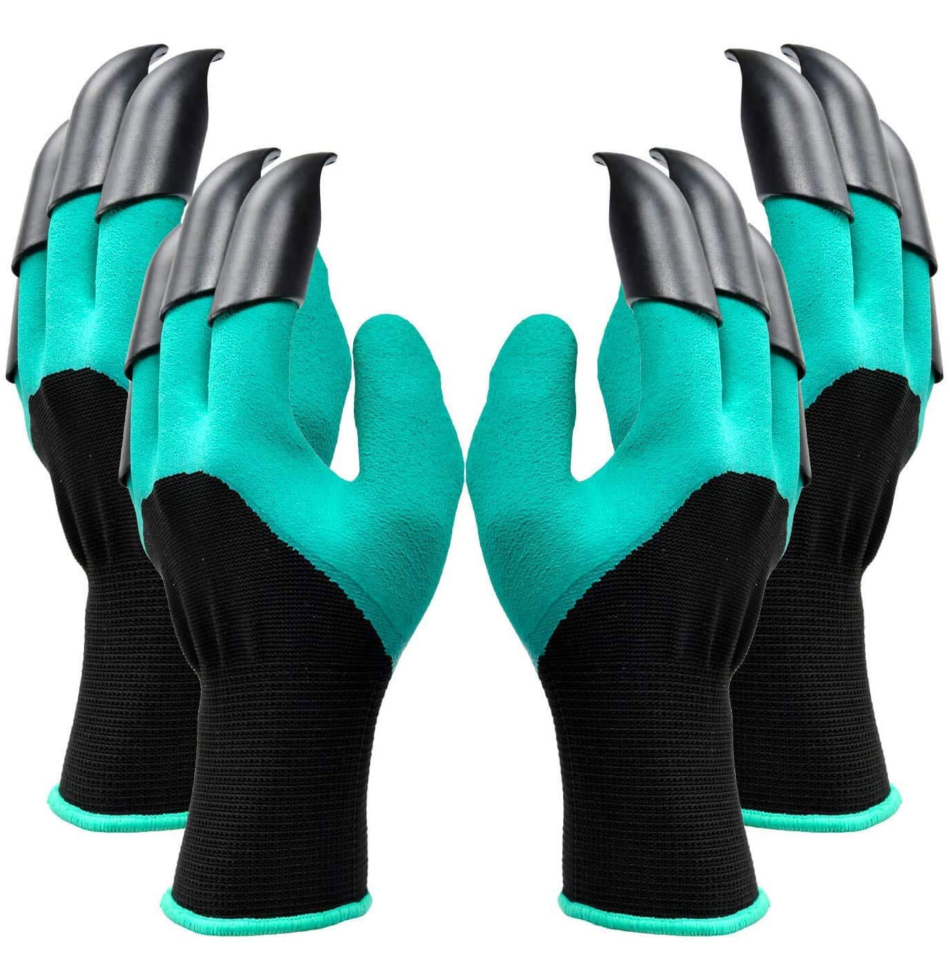 Oranlife Garden Genie Gloves with Claws Waterproof Gardening Gloves For Digging and Planting, Best Gardening Gifts for Women and Men [2 Pairs, Green]