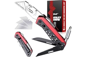 ZAVIT Fathers Day Dad Gifts, Utility Knife, EDC, Survival, Camping Gear, 6 in 1 Multitool, Dad Gifts from Daughter & Son, Gifts for Men Dad, Repair Work Knife, Box Cutter with Pocket knife, 3 Razor Blades