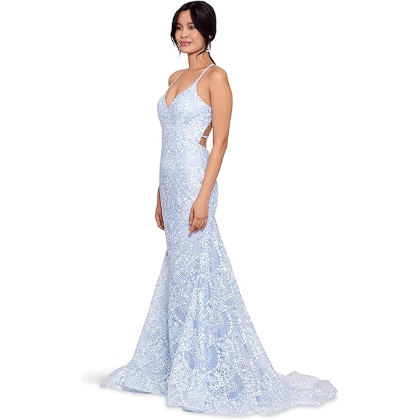 Amazon.com: Betsy & Adam Long Cap Sleeve Glitter Ombre Gown