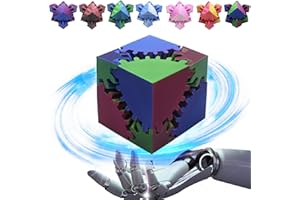 AICOOFEST Gear Sphere Gear Cube 3D Printed Gear Ball Spin Cube Fidget Toy Relieving Stress & Anxiety, Fidget Cube GearSphere Desk Toy, Whirling Wonder Fidget for Sensory and Autism (Laser Red Blue Green)