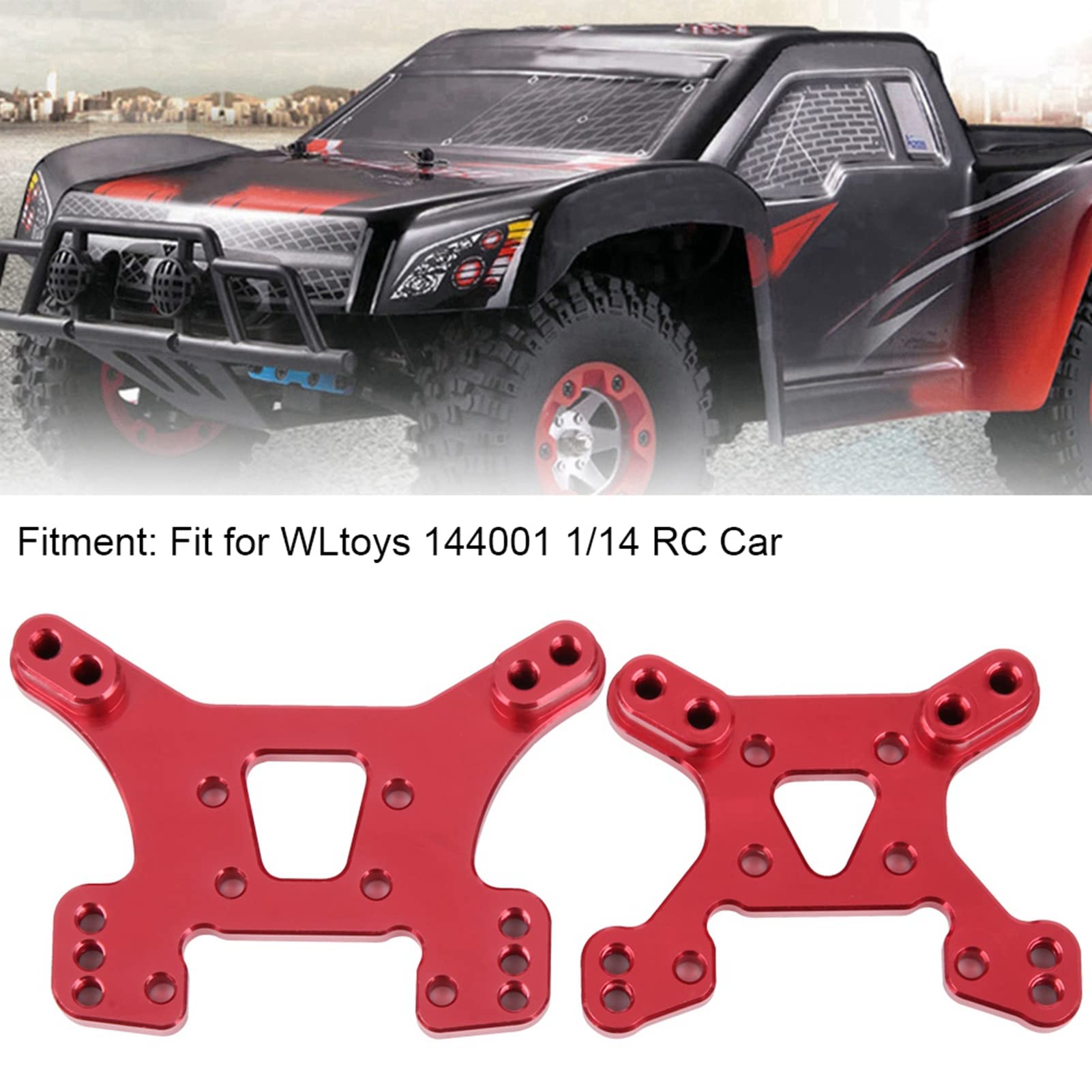 Pilipane Aluminum Alloy Shock Tower Board Set for WLtoys 144001 RC Car Enhanced Replacement Parts (red)