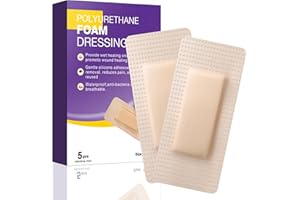 Silicone Foam Dressing with Adhesive Border 2"x4" Waterproof Wound Dressing Bandage for Wound Care 5 Pack