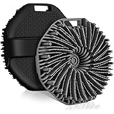 Silicone Body Scrubber, 2 PCS Exfoliating Body Scrubber, Silicone Loofah Bath Brush with Hand Strap, No-Slip Handheld Body Wash Brush Body Scrubbers Shower Cleaning for All Skin Types (Black & Grey)