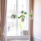 Mkouo Macrame Plant Hanger 89cm Cotton Rope Boho Balcony Decor view 4