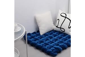 XHJRI Thickened Braided Knot Seat Mat, Knotted Floor Decorative Cushion, Handmade Baby Infant Playing Pad Nursery Rug (27.5 * 31.5 Inch,Navy Blue)