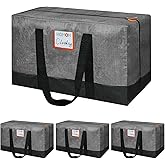 4 Pack Moving Bags Heavy Duty, 115lb Capacity Storage Bags for Clothes, Large Packing Tote with Strong Handles, Internal Compression Straps, Alternative to Moving Boxes -103L,Grey and Black