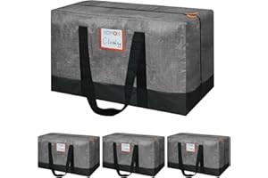 HOMOH 4 Pack Moving Bags Heavy Duty, 115lb Capacity Storage Bags for Clothes, Large Packing Tote with Strong Handles, Internal Compression Straps, Alternative to Moving Boxes -103L,Grey and Black