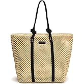 Peicees Large Straw Tote Bag For Beach Vacation 2025 Womens Sandproof Shoulder Bag Purse With Leak-Proof Lining Summer Travel