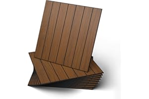 WADILE Peel and Stick Wood Slat Wall Panels 12"x12" (30×30cm) Decorative PVC Wall Panels Soundproof Self-Adhesive Panels for Living Room Bedroom Accent Wall – 10 Pack Dark Brown