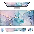 LATEEFAH Desk Mat, Mouse Pad with Wrist Rest, 4-in-1 Large Mouse Pads for Desk, Ergonomic Mouse Pad and Keyboard Wrist Rest Gaming Keyboard Mat for Office, Home