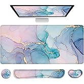LATEEFAH Desk Mat, Mouse Pad with Wrist Rest, 4-in-1 Large Mouse Pads for Desk, Ergonomic Mouse Pad and Keyboard Wrist Rest Gaming Keyboard Mat for Office, Home