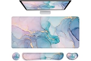 LATEEFAH Desk Mat, Mouse Pad with Wrist Rest, 4-in-1 Large Mouse Pads for Desk, Ergonomic Mouse Pad and Keyboard Wrist Rest Gaming Keyboard Mat for Office, Home