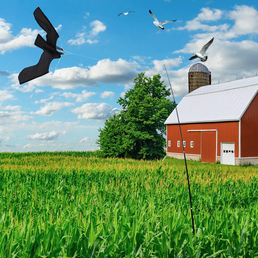 Bird Scarers for Gardens Hawk Bird Scarer Kite with 6m Pole Telescopic Hawk Kite Bird Scarer, Flying Hawk Bird Scarer, Outdoor Flying Bird Repellent Kite for Garden Roofs Farm Yard