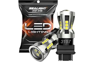 SEALIGHT 3157 LED Bulbs, 6000K 3000Lumens 1300% Brightness Super Super Bright Brake White Lights, 3156 3056 3156 3057 4157 Ba