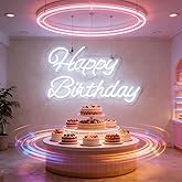 Neonawall Happy Birthday Neon Sign for Wall Decor, 16.54 x 9.06 Inch USB Powered LED Light up Sign, Birthday Party LED Signs for Backdrop All Birthday Party Decoration