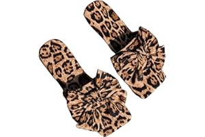 GORGLITTER Women's Bow Cute Sandals Trendy 2025 Graphic Print Dressy Open Square Toe Summer Slide Flat Sandals