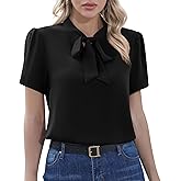 CZYINXIAN Womens Dressy Chiffon Blouse Business Work Casual Tie Neck Shirt Tops