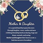 Goxygen Dainty Interlocking Circle Necklace for Women - 14k Gold Plated Double Circles Heart Cubic Zirconia Pendant Chain Necklace, Christmas Birthday Jewelry Gift for Mother Daughter Sister