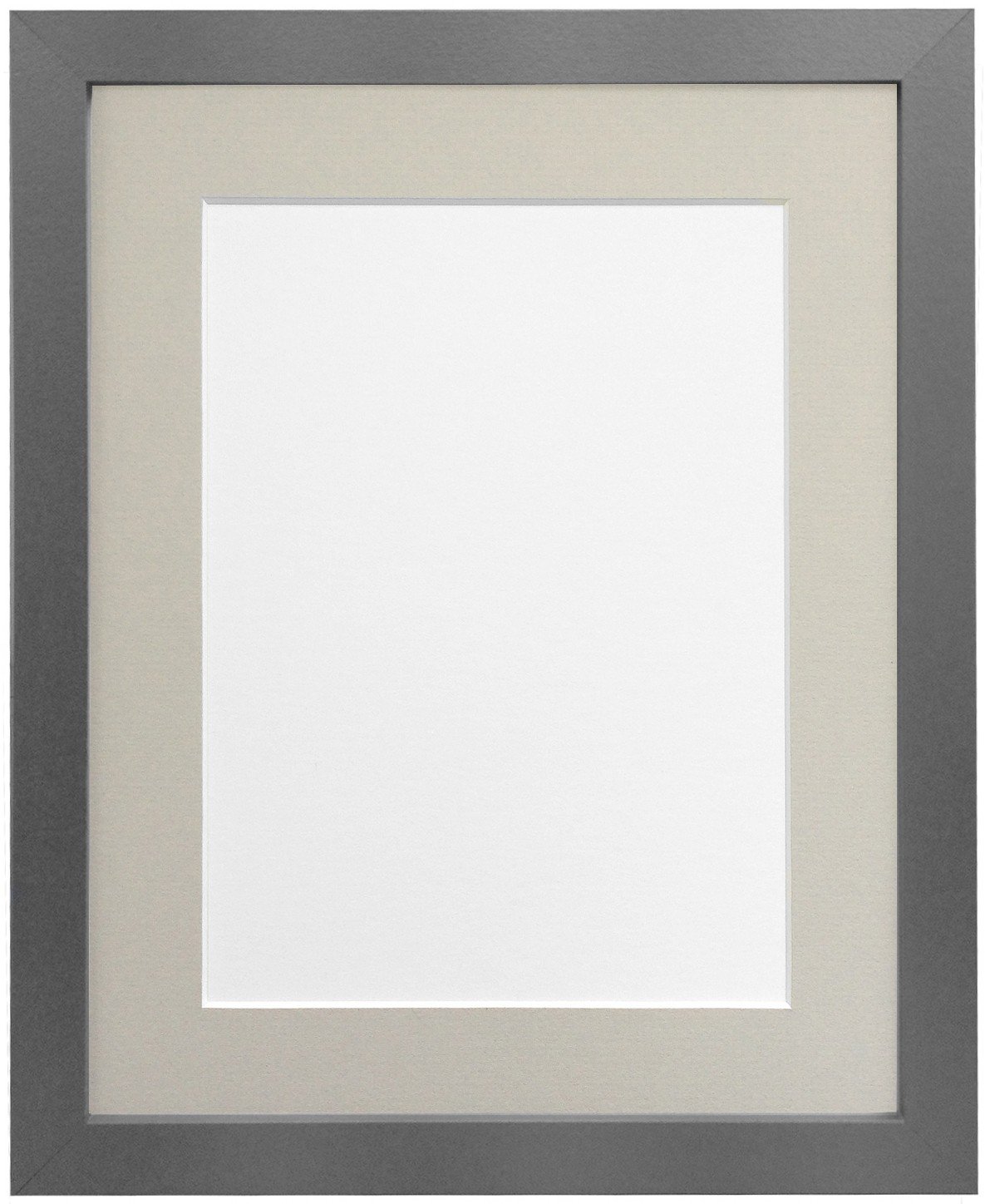 FRAMES BY POST 25mm wide H7 Rustic Oak Picture Photo Frame with Light Grey Mount 9"x7" for Pic Size 7"x5"