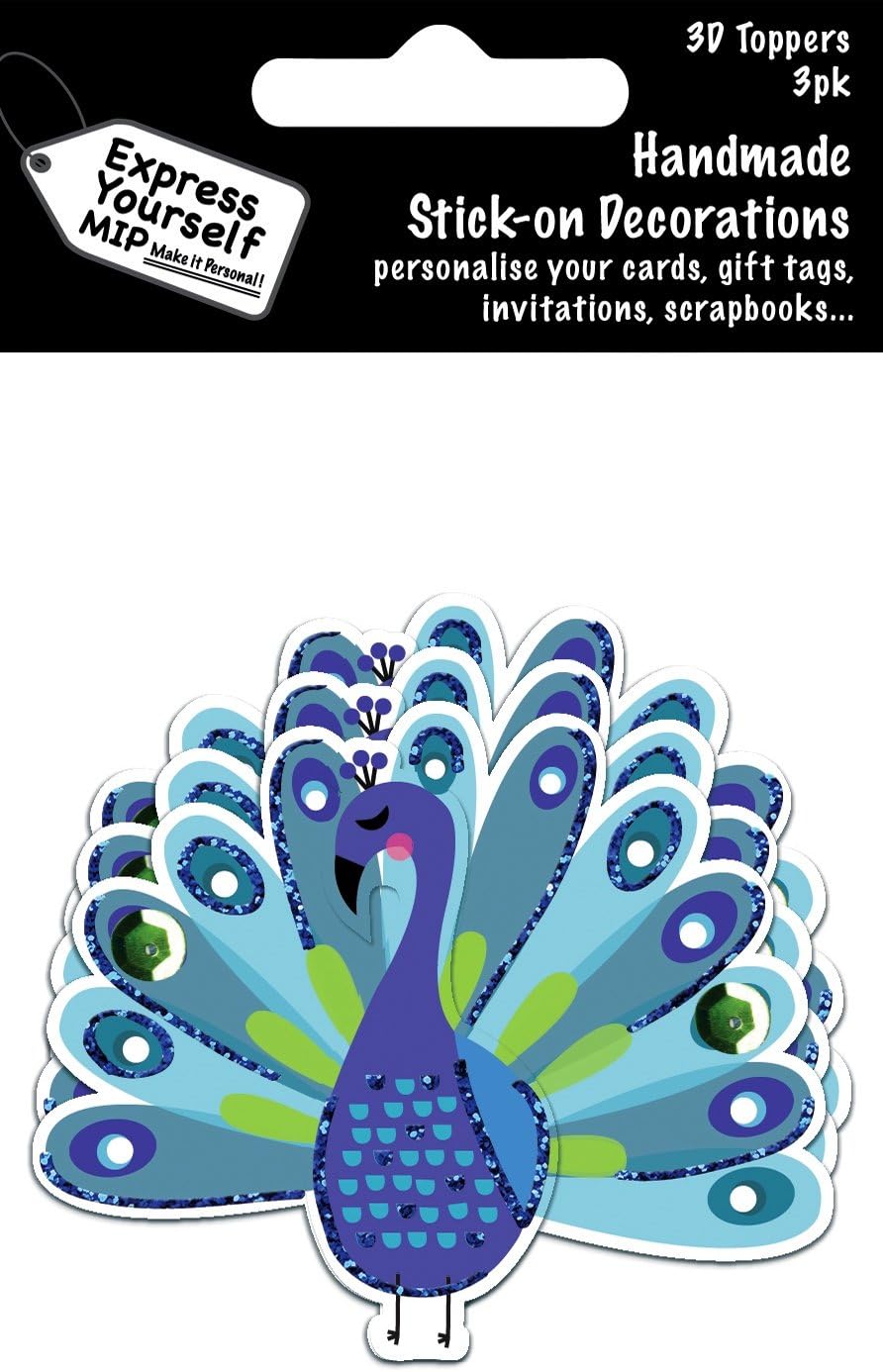 Express Yourself MIP, self Adhesive, Peacock Multi Pack Toppers, Ideal for Card Making Gift Wrapping, Scrapbooking