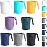 Berglander Plastic Coffee Mugs Set of 8, Mutil Color Plastic Cups with Handles 450ml, Reusable Water Cup, Easy to Carry, Grea