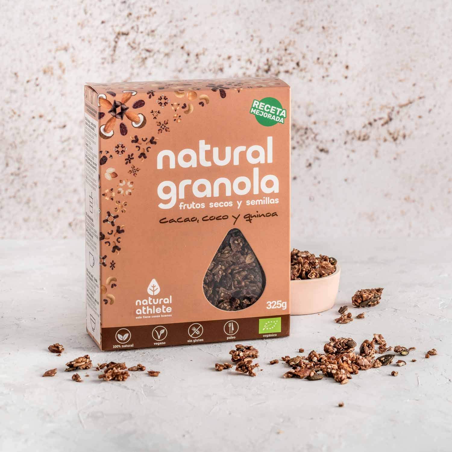 Granola Natural Athlete, Cacao, Coco Quinoa, Frutos Secos y ...