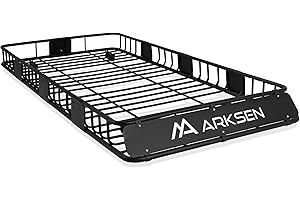 ARKSEN Universal Roof Rack 84" x 39" x 6" - Car Roof Luggage Carrier Basket - with Extension - 150LB Heavy Duty Cargo Carrier