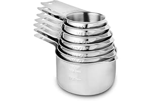 COZYKIT Measuring Cups Stainless Steel 7 Piece Stackable Set for Dry or Liquid Ingredients Measurement - Kitchen Gadgets & Utensils Metal Measuring Cups Best for Cooking & Baking