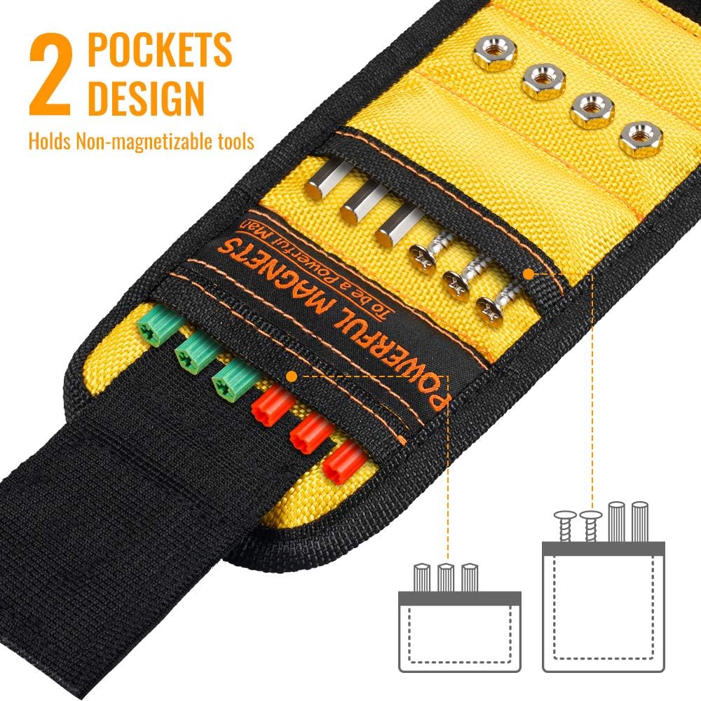 Magnetic Wristband Gifts for Men Women- Magnetic Tool Wristband with 15 Powerful Magnets for Holding Screws, Nails, Drill Bits, Unique Tool for Men, Best Gadgets DIY Gifts, Father/Dad, Husband, Him - - 