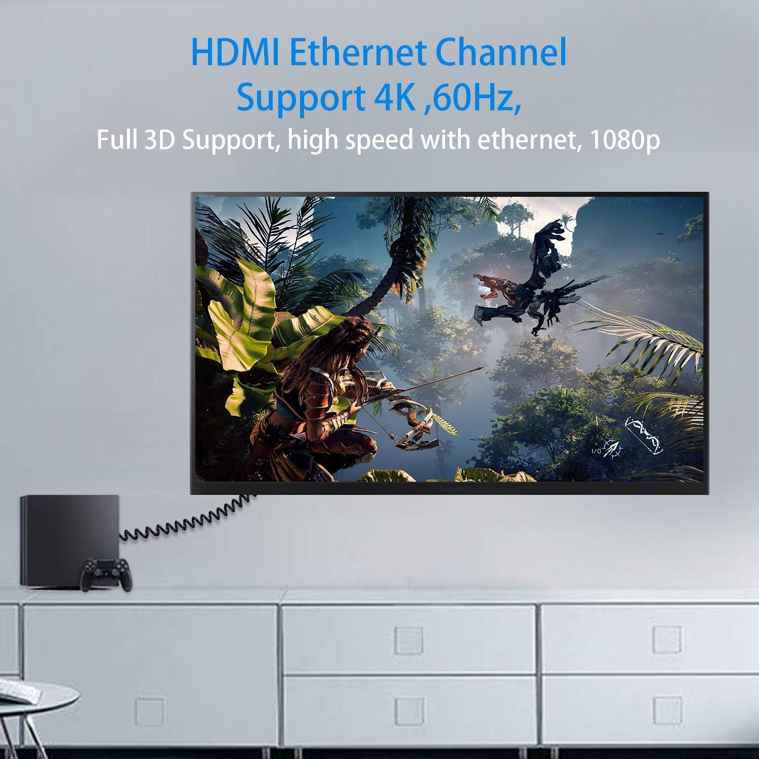 Duttek Mini HDMI To Standard HDMI Cable, Mini HDMI To HDMI Coiled Cable, Ultra-Thin Left Angled HDMI Male To Mini HDMI Male Coiled Cable Support 4K Ultra HD, 1080p, 3D (HDMI 2.0 - View #5