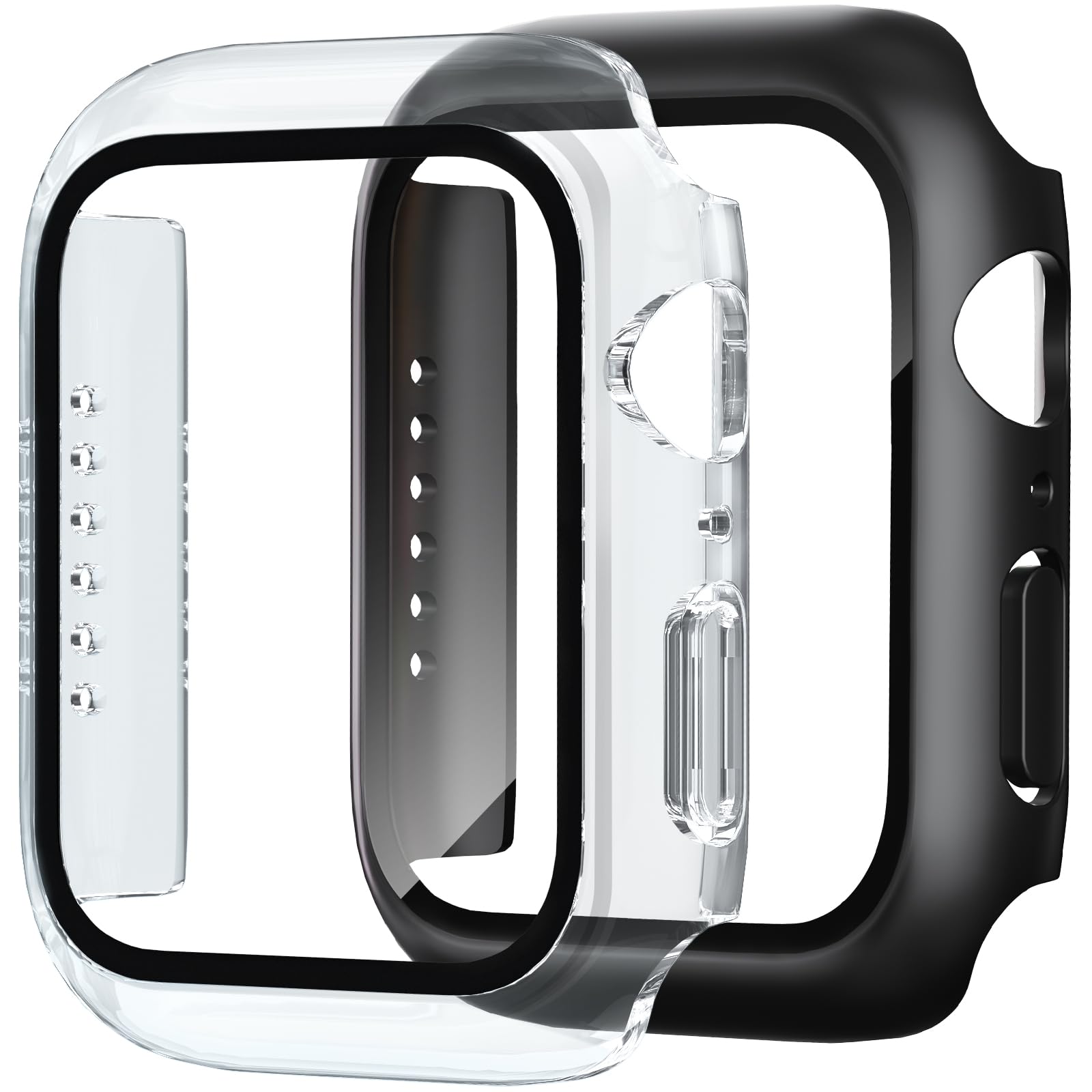 Photo 1 of Foamia 2 Pack Case for Apple Watch Screen Protector, Hard PC Case with Tempered Glass Protective Cover Guard Bumper, Slim Apple Watch Cover for iWatch Series 6/5/4/SE 2/SE 3 - Black/Clear 40mm
