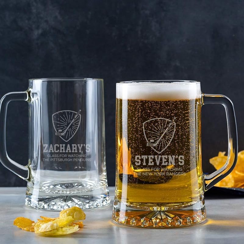 Hockey Beer Mug Personalized Hockey Gifts for Men Him Dad