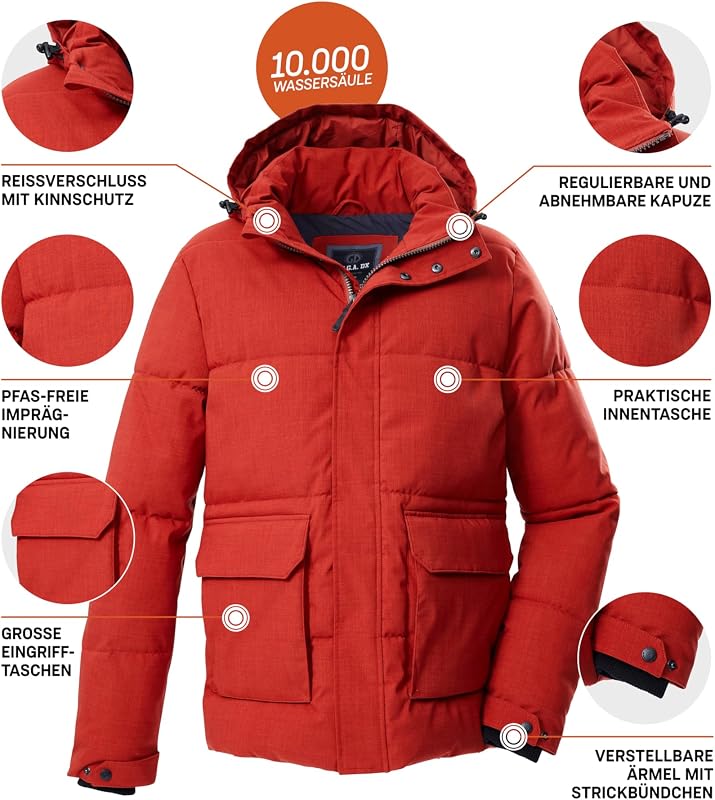 Uomo Giacca trapuntata/funzionale in piuma d'oca con cappuccio senza zip GW 26 MN QLTD JCKT, feuerrot, XL, 43518-000
