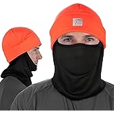 Tirrinia Blaze Orange Hunting hat, Orange Ski Beanie, Trapper Fleece Hat, Balaclava Face Mask for Men Hunter Worker