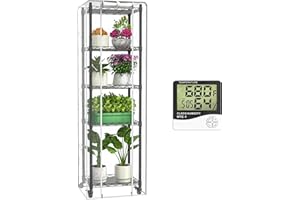 sagrynfp Mini 5-Tier Greenhouse for Indoor Outdoor, 15.7" L×11.8" W×62.3" H Portable Greenhouse with Clear PVC Cover and Metal Shelf for Growing Vegetables, Flowers and Seedlings, with Wheels