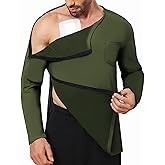 Fleece Lined Men's Post Shoulder Surgery Recovery Shirt Full Snap Tear Away Long Sleeve Chemo Port Access Adaptive Clohting