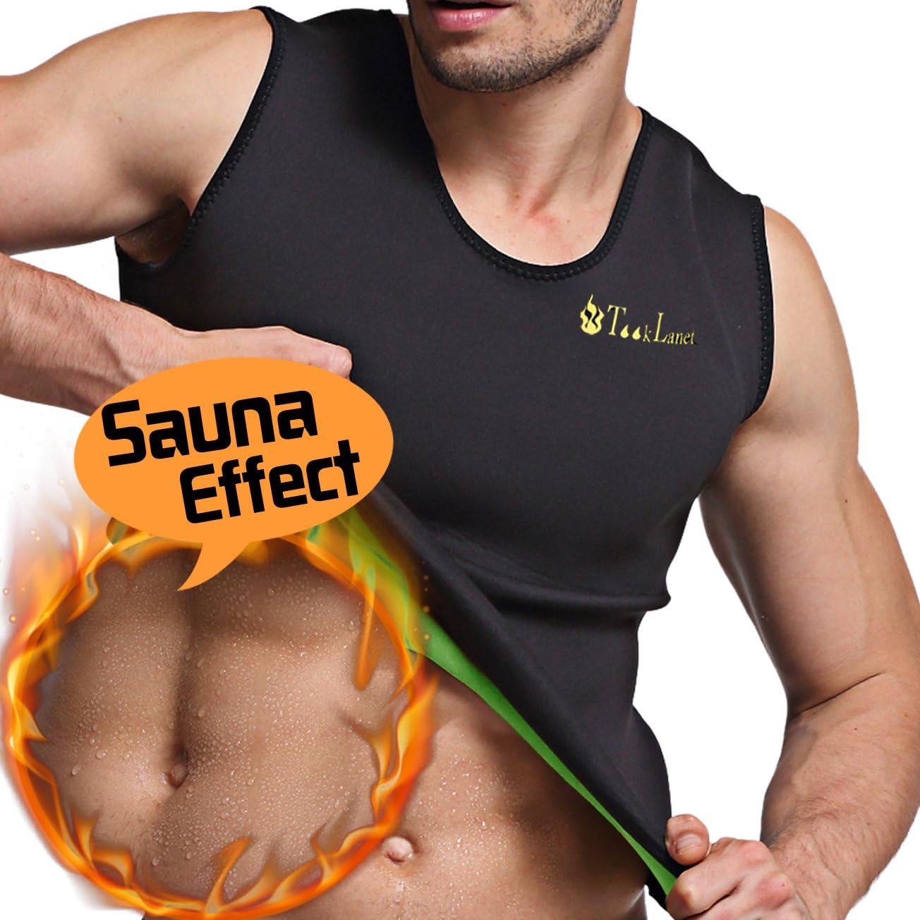 Men's Hot Sweat Vest Body Shaper Tummy Fat Burner Tank Top Slimming Vest Weight Loss Shapewear Neoprene No Zip