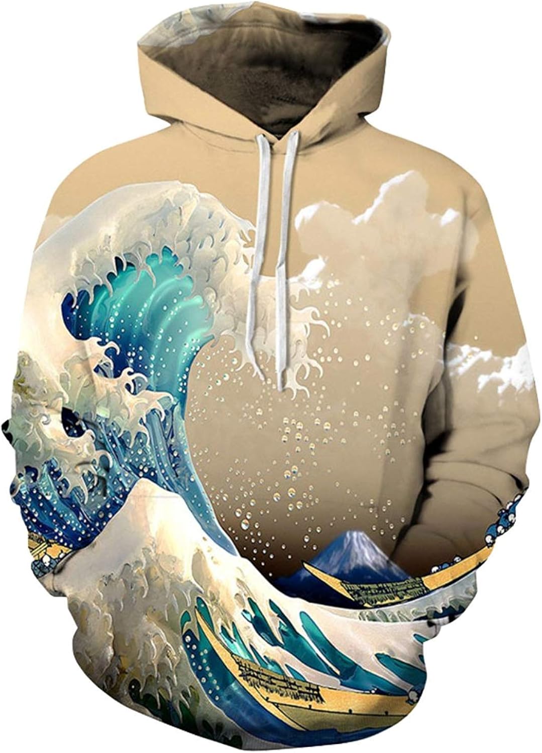 Unisex Hoodies Japanese Style Sea Waves 