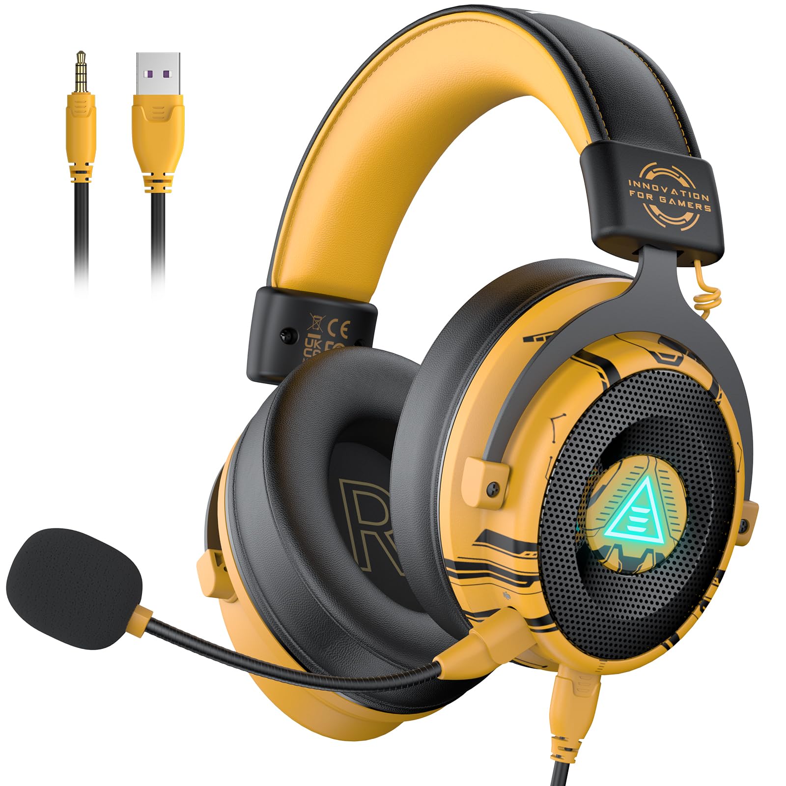 Photo 1 of EKSA USB Gaming Headset for PC - Computer Headset with Detachable Noise Cancelling Mic, 7.1 Surround Sound, 50MM Driver - Headphones with Microphone for PS4/PS5, Xbox One, Laptop, Gamer