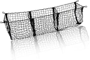 Zone Tech Three Pocket Mesh Trunk Cargo Net Storage Organizer– Premium Quality Black Heavy Duty Black Mesh 3 Pocket Trunk Car