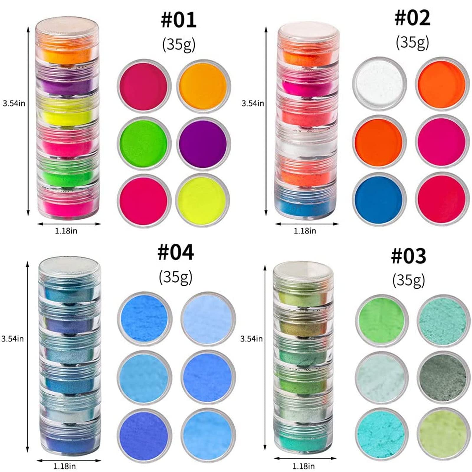 DAGEDA 24 Color Pigment Nail Powder Dust, Colorful Iridescent Glitter Ultrafine Luminous Pearlescent High-Gloss Halo Powder, 3D DIY Nail Art Decoration - Image 2