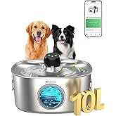 Linvivon Dog Water Bowl Dispenser, 10L/2.64Gal/338 Oz Automatic Dog Water Fountain with APP & 2.4G WiFi, 5-Filtered Stainless Steel Pet Water Fountain Quiet for Large Dogs Inside and Multi-Pet Home