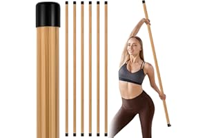 Hiboom 6/9 Pcs 5ft Yoga Stick Natural Bamboo Black Exercise Stick with Non-Slip Rubber Ends Stretching Tool Posture Corrector Stretch Tool for Flexibility, Workout, Balance Fitness