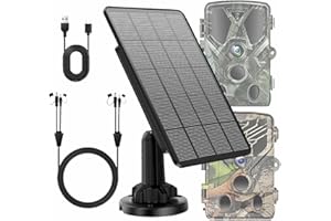 Solar Panel for Trail Camera, Solar Charger Kit with Built-in 5000mAh Rechargeable Lithium Battery - Output: 12V/1A, 6V/1.5A,
