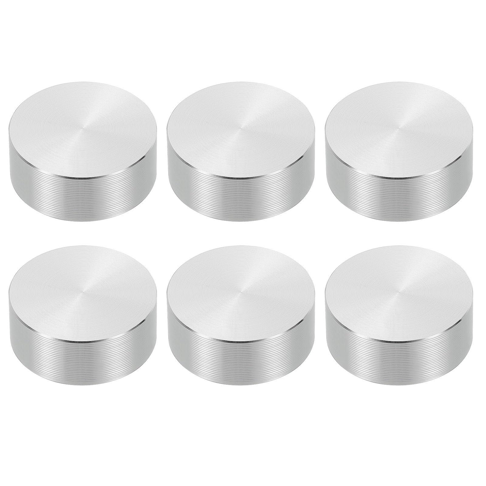 PATIKIL M8 Thread 30mm / 1.2" Dia 12mm Thick Aluminum Circle Disc Glass Top Adapter 6pcs Round Solid Table Feet Pad Plate Hardware for Tea Coffee Table